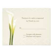 Cartes- de réponse blanches de zantedeschia cartons d'invitation
