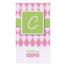 Cartes de visite à motifs de losanges de monogramm cartes de visite professionnelles
