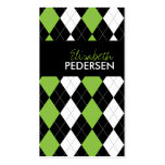 Cartes de visite à motifs de losanges verts et noi cartes de visite professionnelles