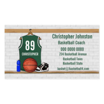 Cartes de visite de basket-ball (vert) cartes de visite professionnelles