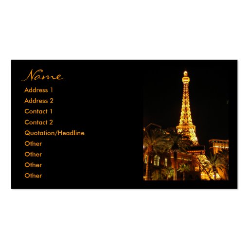 Cartes de visite de Tour Eiffel de Las Vegas Modèles De Cartes De Visite