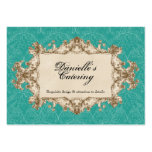 Cartes de visite - paon vintage turquoise et gravu modèle de carte de visite