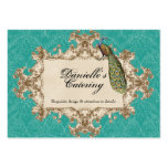 Cartes de visite - paon vintage turquoise et gravu carte de visite
