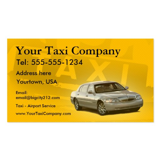 Cartes de visite PERSONNALISABLES de taxi Modèle De Carte De Visite