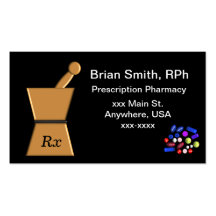 Cartes de visite pilon et mortier de pharmacien modèles de cartes de visite
