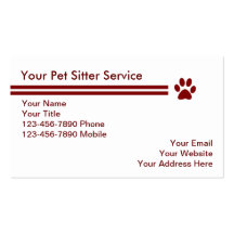 Cartes de visite simples d'animal familier cartes de visite professionnelles