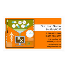 Cartes de visite simples de pharmacien orange cartes de visite personnelles