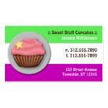 Cartes de visite verts et pourpres de petit gâteau cartes de visite professionnelles