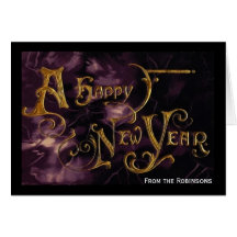 Cartes de voeux mauve-foncé de bonne année