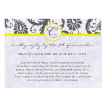 Cartes d'information de mariage damassé de gris de cartes de visite personnelles