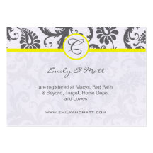 Cartes d'information de mariage damassé de gris de cartes de visite professionnelles