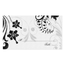 Cartes florales blanches noires d'endroit ou d'esc cartes de visite professionnelles