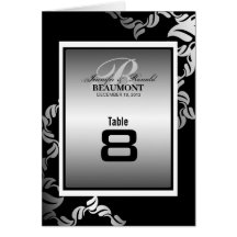 Cartes florales noires de nombre de MonogramTable