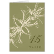 Cartes florales olives antiques de nombre de Table
