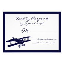 Cartes les épousant bleues de l'aviateur vintage R Cartons D'invitation Personnalisés