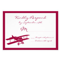 Cartes les épousant magenta de l'aviateur vintage  invitations