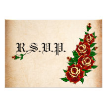 Cartes les épousant roses du tatouage RSVP Invitation Personnalisée