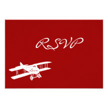 Cartes les épousant rouges de l'aviateur vintage R Faire-parts