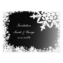 cartes noires de faire-part de mariage d'hiver
