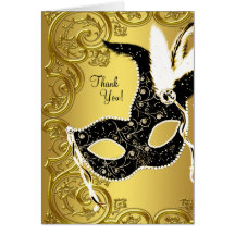 Cartes noires de Merci de partie de mascarade d'or
