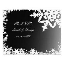 cartes noires de rsvp de mariage d'hiver invitation