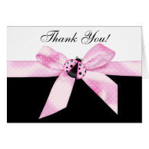Cartes noires roses de Merci de coccinelle