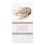 Cartes photos gris roses de baby shower de Merci Photocarte