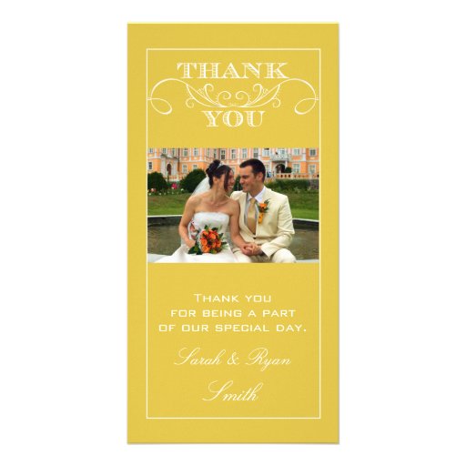 Cartes photos jaunes chics de Merci de mariage Photocarte Customisée