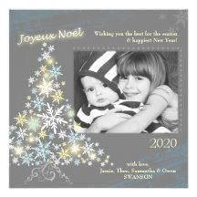 Cartes photos plats d'arbre mignon de flocons de n bristols personnalisés