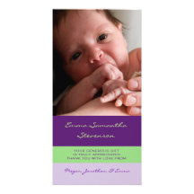 Cartes photos pourpres de baby shower de Merci de  Cartes Avec Photo