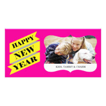 Cartes photos roses de nouvelle année photocarte