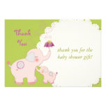 Cartes plates de Merci de baby shower : Éléphants  Faire-parts