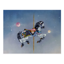 Cartes postales - cheval gris de carrousel de jume