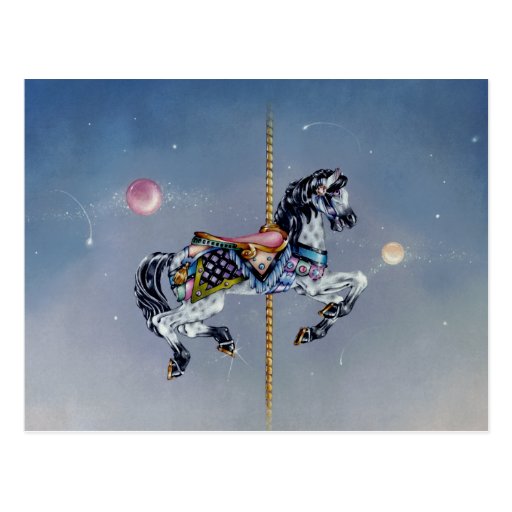 Cartes postales - cheval gris de carrousel de jume