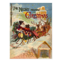 Cartes postales vintages de Sleigh de renne du pèr