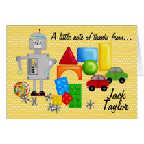 Cartes pour notes des jouets d'un garçon cartes