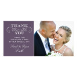 Cartes pourpres chics de Merci de photo de mariage Photocartes