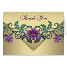 Cartes pourpres de Merci d'or de pétunia