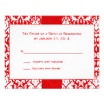 Cartes rouges de mariage damassé RSVP Cartons D'invitation Personnalisés
