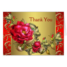 Cartes rouges de Merci d'or de roses rouges