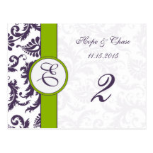 Cartes vert pomme de nombre de Tableau de damassé  Cartes Postales