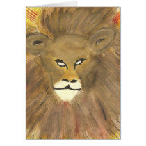 Cartes vierges de lion d'aquarelle cartes