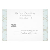 Cartes vintages de mariage damassé RSVP de gris bl Cartons D'invitation Personnalisés