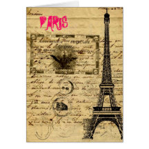 Cartes vintages de Merci de Paris de Tour Eiffel