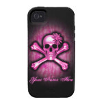 Cas de chrome de l'iPhone rose 4 de crâne et d'os  iPhone 4/4S Case