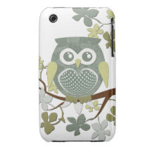 Cas de hibou d'arbre de polka coques iPhone 3