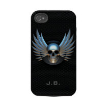 Cas de l'iPhone 4 de crâne à ailes par bleu