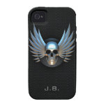 Cas de l'iPhone 4 de crâne à ailes par bleu Coques iPhone 4