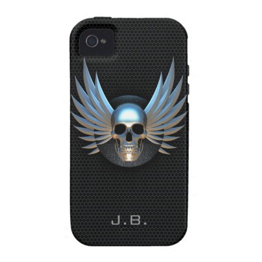 Cas de l'iPhone 4 de crâne à ailes par bleu Coques iPhone 4