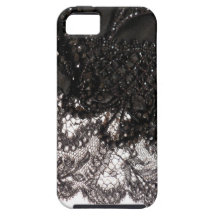 Cas de l'iPhone noir 5 de satin et de dentelle ! Coque iPhone 5